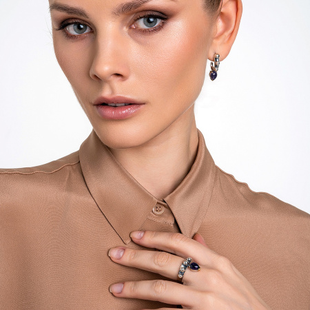 Серьги из серебра с камнем аметист