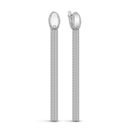 Серьги из серебра с фианитами «Цепи»