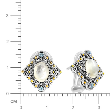 Серебряные серьги ALEXANDRE VASSILIEV с перламутром, топазом и позолотой