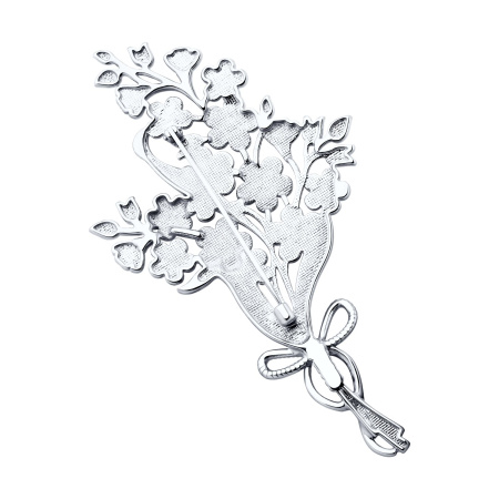 Серебряная брошь с эмалью «Букет цветов»