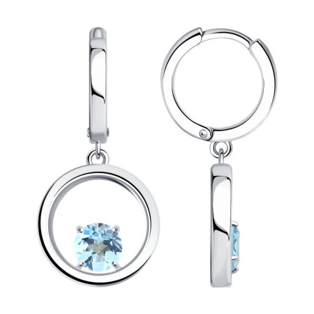 Серебряные серьги с топазом «Круг»