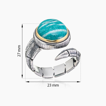 Кольцо из серебра с камнем амазонит