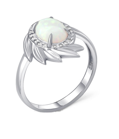 Кольцо из серебра с опалом и фианитами