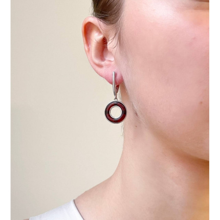 Серьги из серебра с янтарем «Бублики»