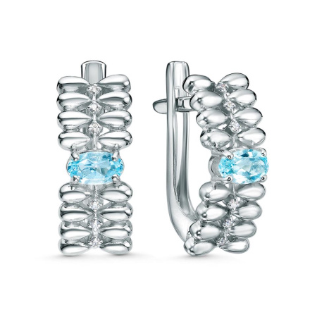 Серебряные серьги с топазом и фианитами