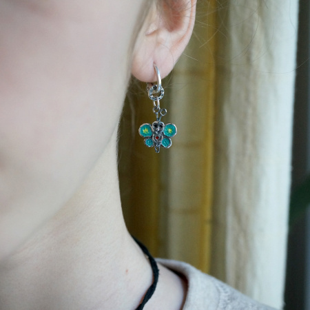 Серебряные серьги с эмалью «Бабочки»