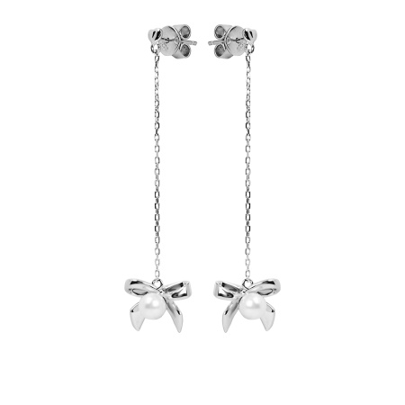Серебряные серьги с жемчугом «Бантик»