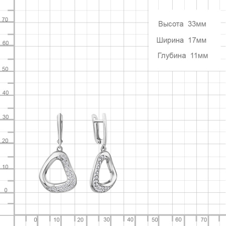 Серьги из серебра с фианитами