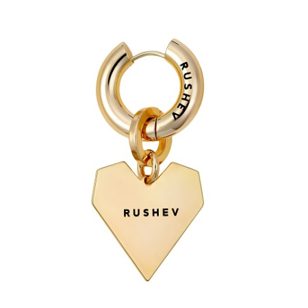 Моносерьга RUSHEV VAHUE сердце с позолотой