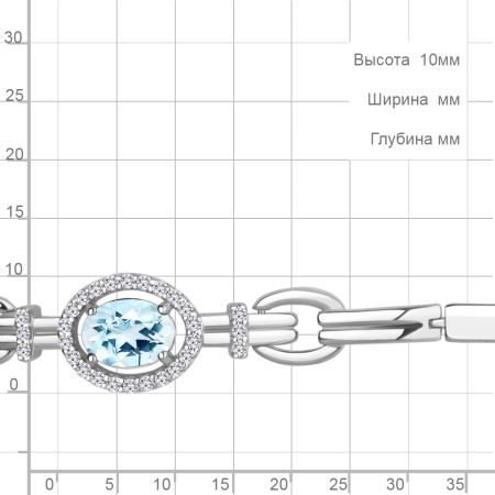 Браслет из серебра с топазом и фианитами