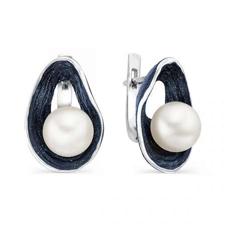 Серебряные серьги с жемчугом и эмалью