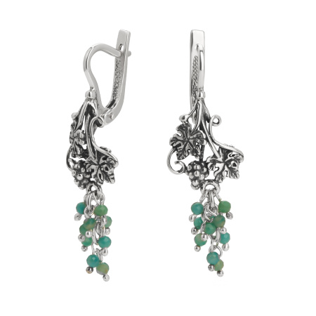 Серьги серебряные с амазонитом «Виноградная лоза»