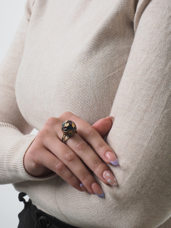 Кольцо из серебра с витражной эмалью