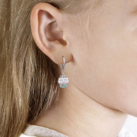 Серебряные серьги с эмалью «Эдинорог»