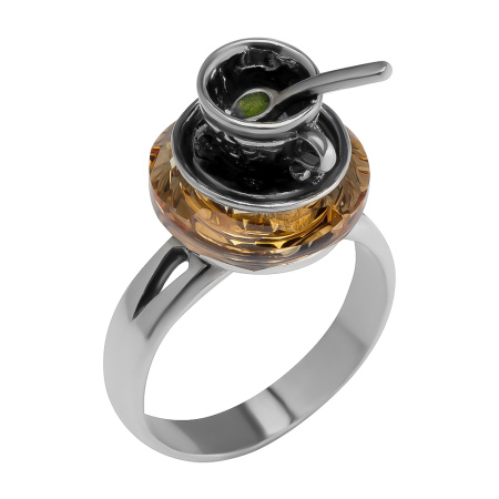 Кольцо из серебра с эмалью «Кафе»