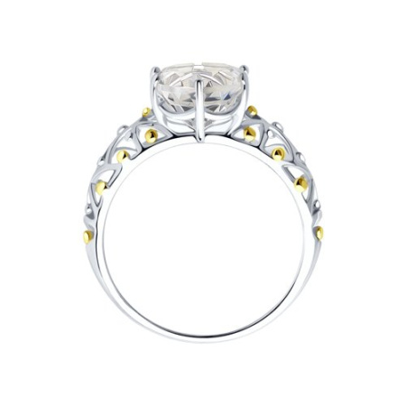 Кольцо из золочёного серебра с горным хрусталем