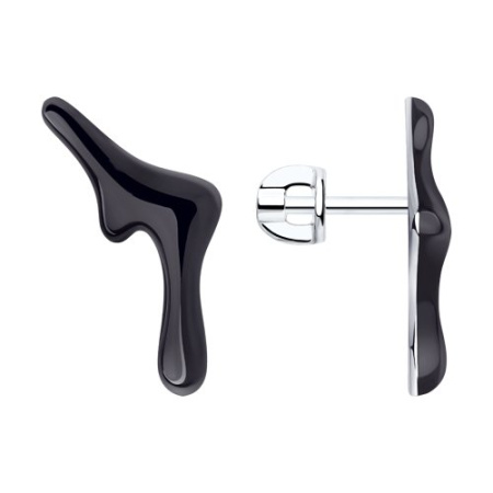 Серьги из серебра с эмалью «Жидкий металл»