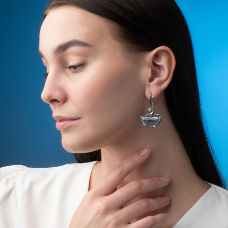 Серьги из серебра с перунитом «Озеро надежды»