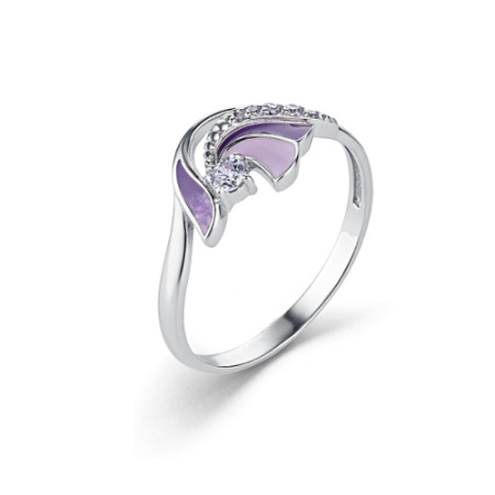 Кольцо из серебра с фианитом и эмалью