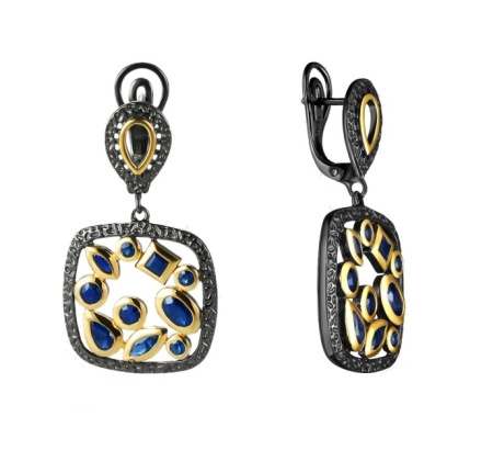 Серьги с натуральным сапфиром «ETHNIKA»