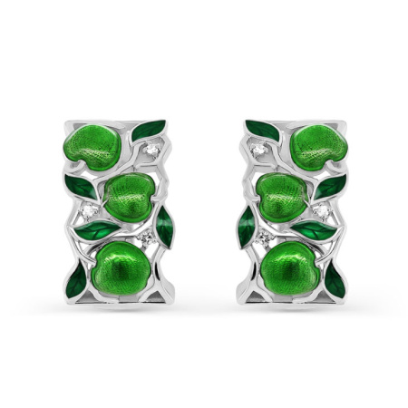 Серебряные серьги «Яблоко» с бриллиантами