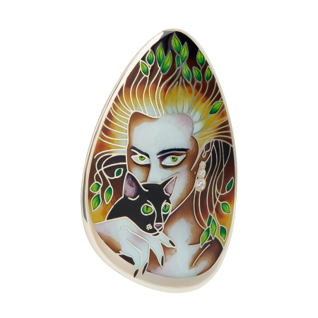 Подвеска-брошь из серебра «Маргарита» с фианитами