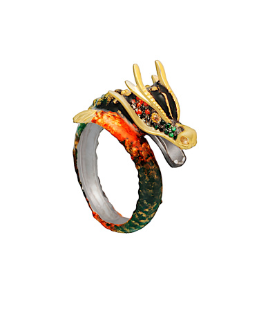 Серебряное кольцо с фианитами «Дракон»