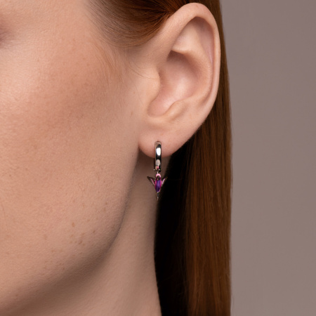 Серьги из серебра с эмалью «Колибри»