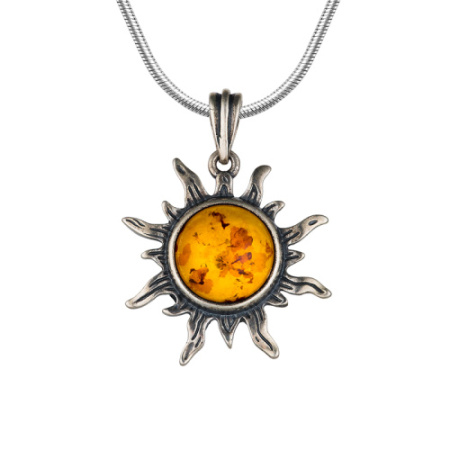 Серебряная подвеска с янтарем «Солнце»