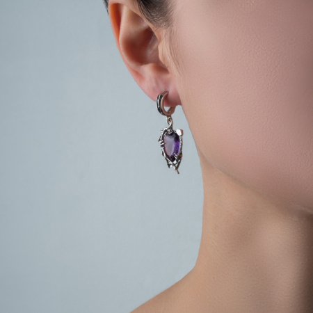Серебряные серьги с аметистом «Тёмный мистик»