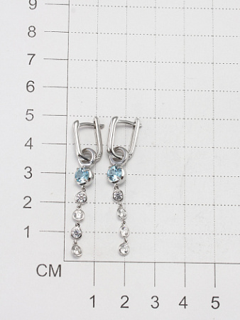 Серебряные серьги с топазом и фианитами