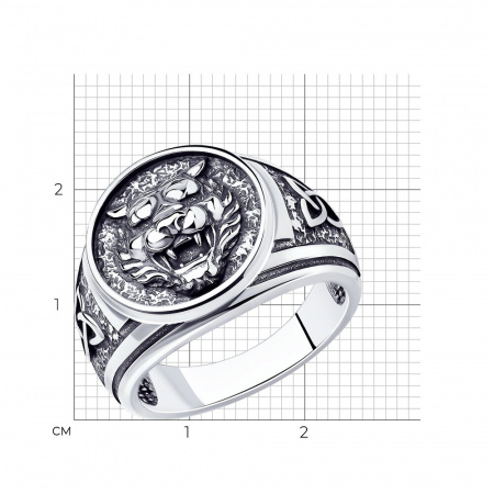 Мужское кольцо из серебра «Тигр»