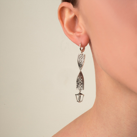 Длинные серьги из серебра «Набережная реки Мойки»