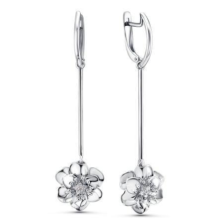 Серьги из серебра с фианитами «Цветок»