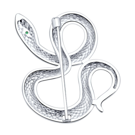 Брошь из серебра с фианитом «Змея»