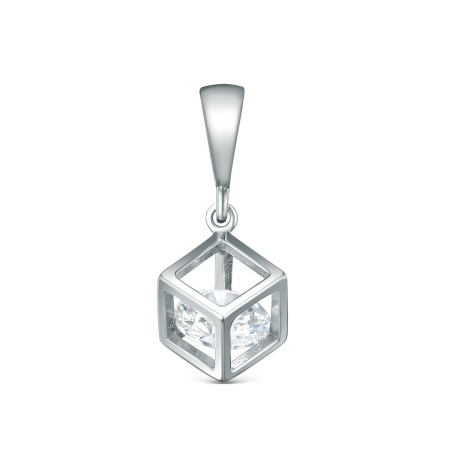 Подвеска из серебра с фианитом «Куб»