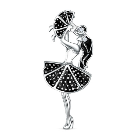 Брошь из серебра с эмалью и фианитом «Мать»