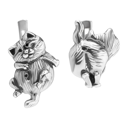 Серьги из серебра «Кот Пузан»