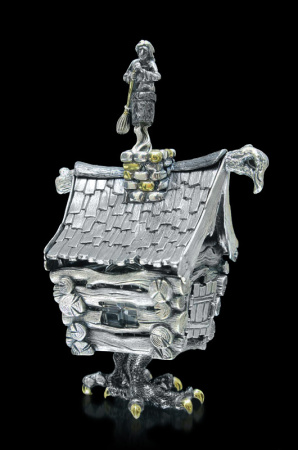 Серебряная солонка «Избушка на курьих ножках» с лопаткой