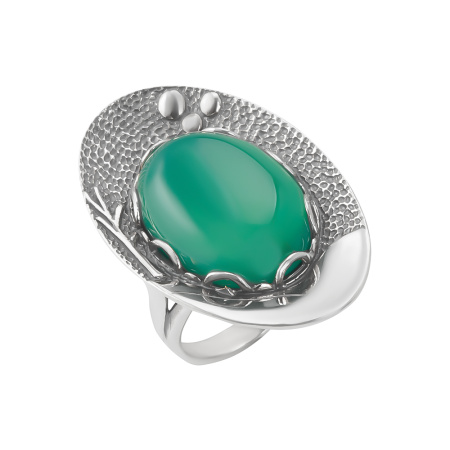 Кольцо из серебра с зеленым агатом «Лагуна»