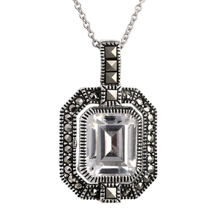 Серебряный кулон с марказитами Swarovski и фианитом на цепи