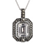 Серебряный кулон с марказитами Swarovski и фианитом на цепи