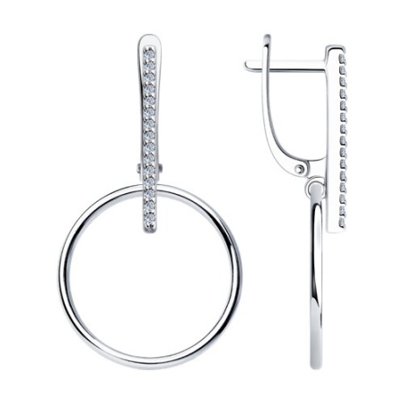 Серьги из серебра с фианитами