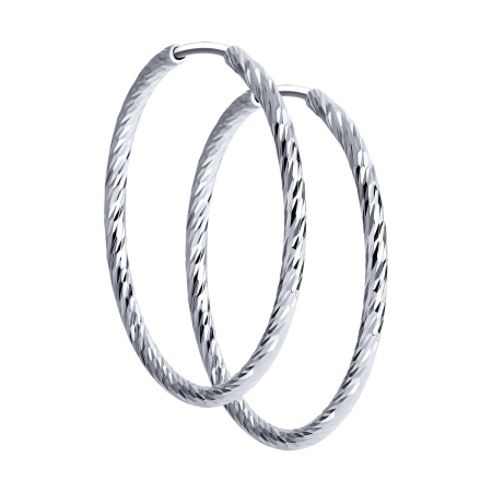 Серьги конго из серебра с алмазной гранью 2,5 см