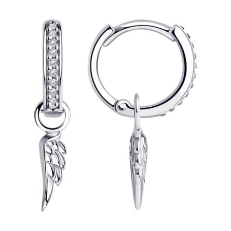 Серьги из серебра с фианитами «Крылья»