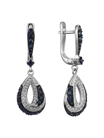 Серьги из серебра с натуральным сапфиром