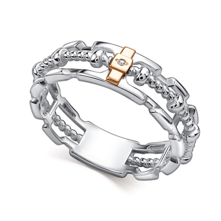 Серебряное кольцо с позолотой и бриллиантом