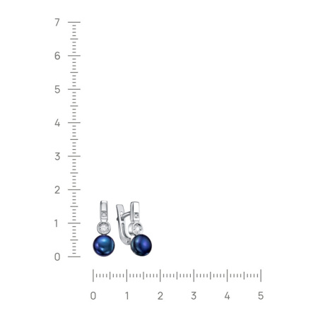 Серьги из серебра с жемчугом и фианитами