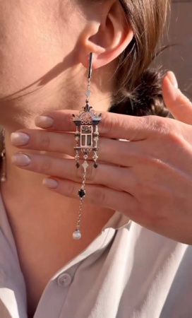 Серьги из серебра «Резной палисад»