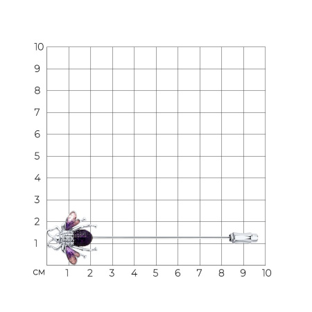 Серебряная брошь с эмалью и фианитами «Жук»